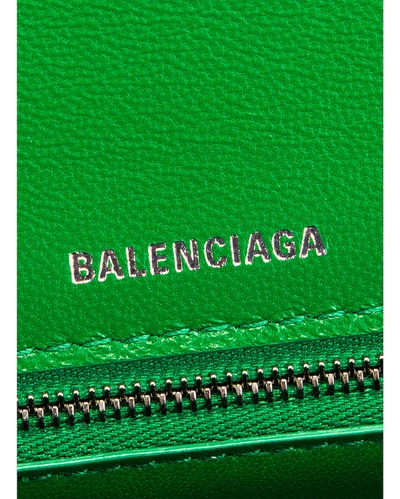 Shop Balenciaga Hourglass Baguette With Strap In Leaf Green