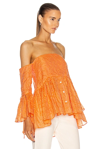 Shop Rosie Assoulin Court Top In Cantaloupe