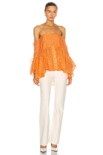 Shop Rosie Assoulin Court Top In Cantaloupe