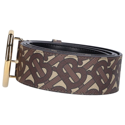 Shop Burberry Women Belt Monogram Motif Canvas Printed Logo Beige Brown