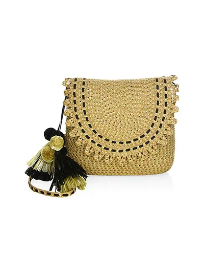 Shop Eric Javits Brigitte Woven Flap Shoulder Bag In Honey