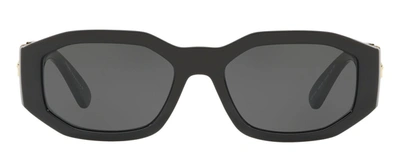 Shop Versace Ve4361 Gb1/87 Rectangle Sunglasses In Grey