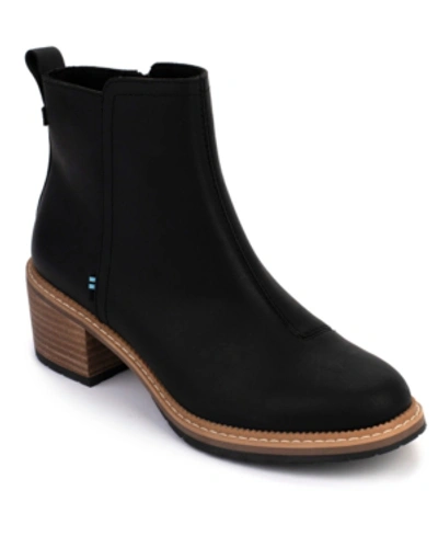 Shop Toms Women's Marina Block-heel Booties Women's Shoes In Black Smooth Waxy Leather