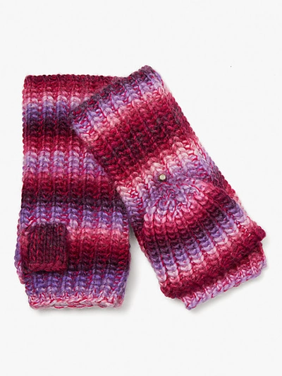 Shop Kate Spade Marled Stripe Pop-top Gloves In Pluot