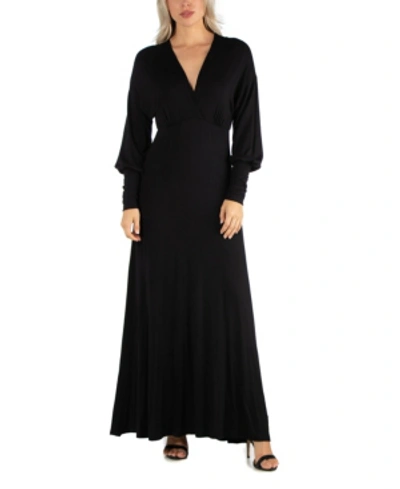 Shop 24seven Comfort Apparel Women's Formal Long Sleeve Maxi Dress In Black