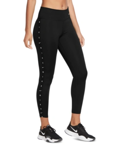 Shop Nike Women's One Dri-fit Logo Leggings In Black/white