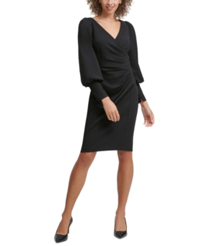 Shop Calvin Klein Ruched Sheath Dress In Black