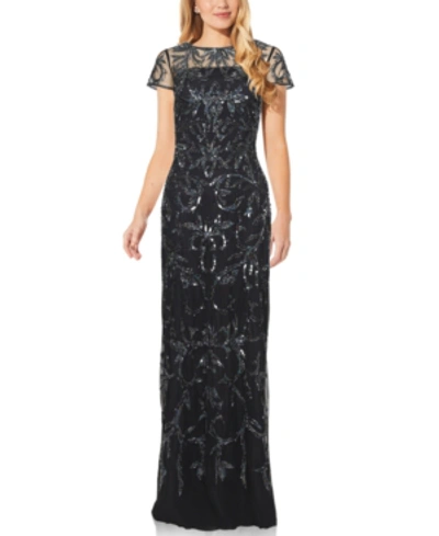 Shop Adrianna Papell Beaded Gown In Black