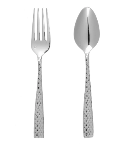 Shop Fortessa Lucca Faceted 2pc Serving Set In Stainless Steel