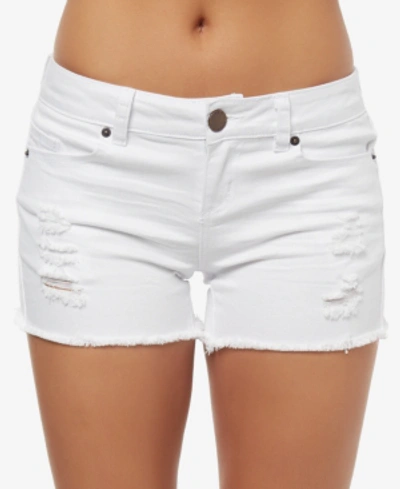 Shop O'neill Juniors' Cody Ripped Denim Shorts In White