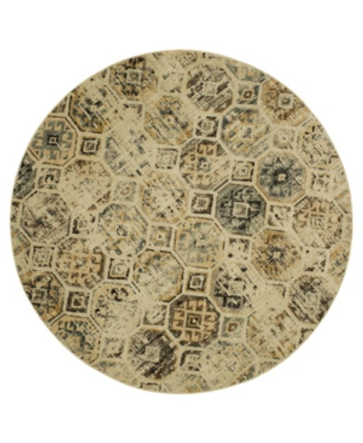 Karastan Elements Treviso Grey 8' X 8' Round Area Rug In Beige