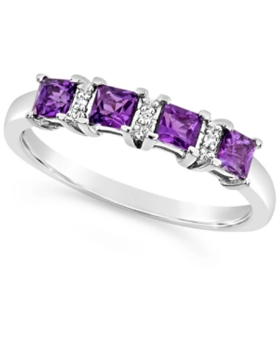 Macy's Gemstone And Diamond Accent Ring In Sterling Silver In Amethyst