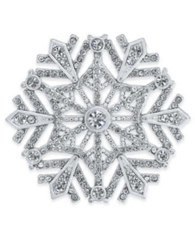 Shop Charter Club Silver-tone Crystal Snowflake Pin, Created For Macy's