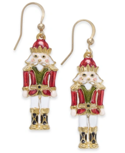 Charter Club Gold-tone Epoxy Nutcracker Drop Earrings, Created For Macy's In Gold