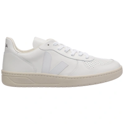 Shop Veja V-10 Sneakers In Bianco