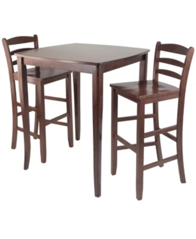 Shop Winsome 3-piece Inglewood High/pub Dining Table With Ladder Back Stool In Brown