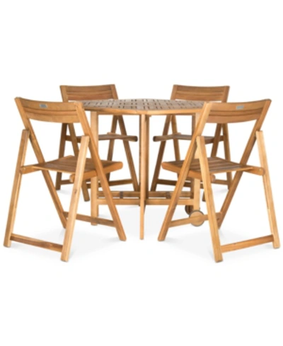 Shop Safavieh Manton Outdoor 5-pc. Dining Set (dining Table & 4 Chairs) In Brown