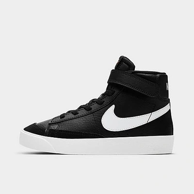 Shop Nike Little Kids' Blazer Mid '77 Stretch Lace Casual Shoes In Black/sail/white/total Orange