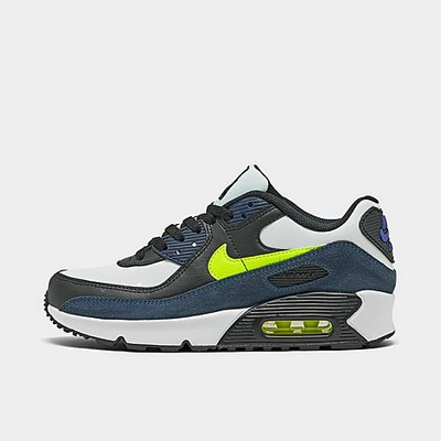 Shop Nike Big Kids' Air Max 90 Casual Shoes In Midnight Navy/volt/black/astronomy Blue