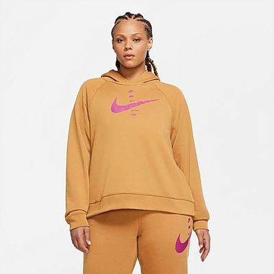 Shop Nike Women's Sportswear Swoosh Hoodie In Flax/cactus Flower