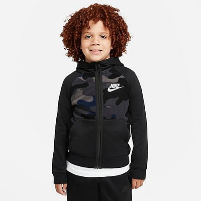 Shop Nike Boys' Sportswear Club Fleece Camo Full-zip Hoodie In Black