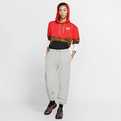 Shop Nike Women's Sportswear Essential Lightweight Fleece Jogger Pants In Dark Grey Heather/white