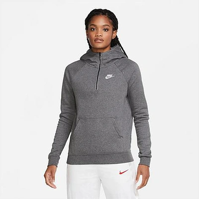 Shop Nike Women's Sportswear Essential Quarter-zip Hoodie In Grey