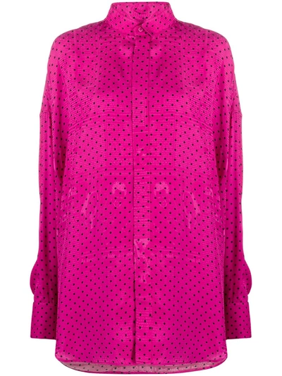 Shop Balenciaga Polka Dot Scarf-detail Shirt In Pink