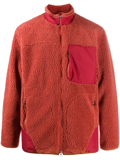 Shop Descente Contrast Pocket Fleece Jacket In Red