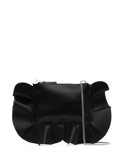 Shop Red Valentino Ruffle-detail Shoulder Bag In Black