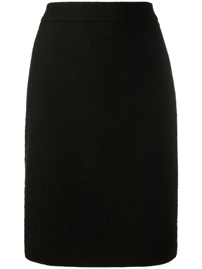 Shop Boutique Moschino Straight Wool-blend Skirt In Black
