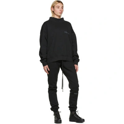 Shop Essentials Black Mock Neck Sweatshirt In Stretchlimo