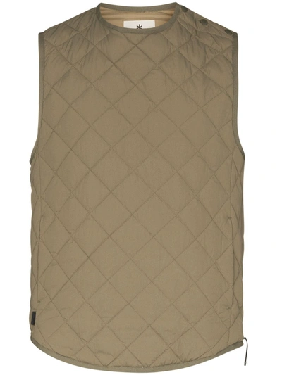 Shop Snow Peak Quilted Padded Gilet In Green