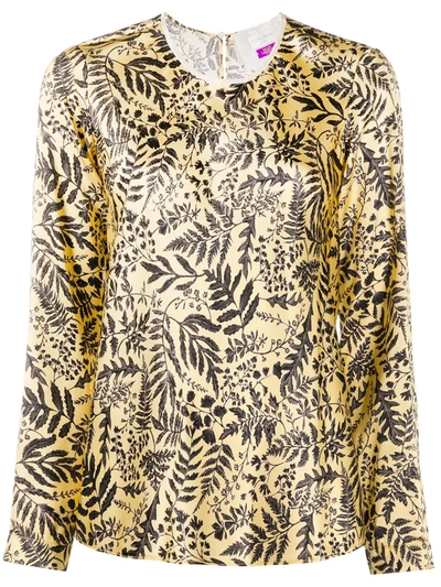 Shop Forte Forte Floral Print Blouse In Yellow