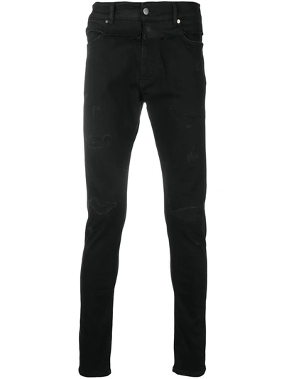 Shop Represent Distressed Panel Jeans In Black