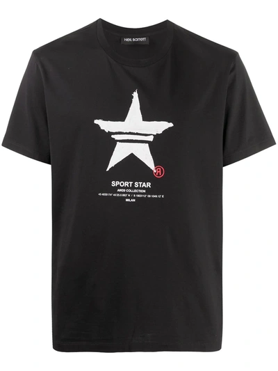 Shop Neil Barrett Sport Star Cotton T-shirt In Black