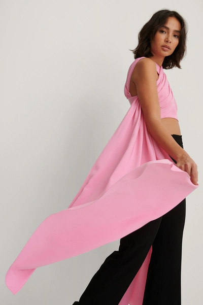 Shop Dressing Up At Home X Na-kd Overlapped Maxi Top Pink