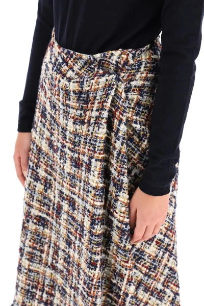 Shop Lanvin Asymmetrical Tweed Skirt In Blue,white,red