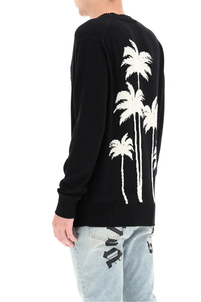 Shop Palm Angels Wool Sweater With Palms In Black