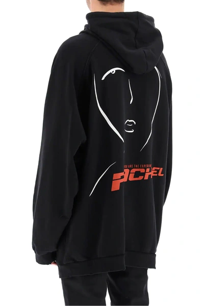 Raf Simons Distressed Life On Mars-print Hoodie In Black