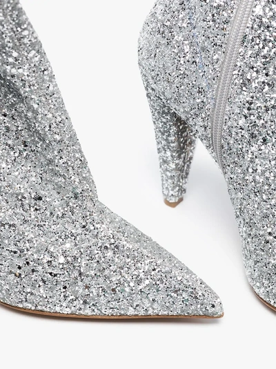 Shop Alexandre Vauthier Silver Amina 100 Glitter Thigh-high Boots