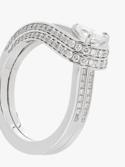 Shop Repossi 18k White Gold Serti Inversé Diamond Ring In Silver