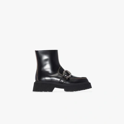 Shop Gucci Black Tiger Head Buckle Boots