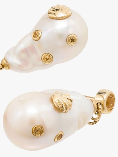 Shop Yvonne Léon 9k Yellow Gold Pearl Citrine Earrings