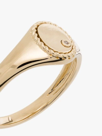 Yvonne Léon 9k Yellow Gold Mini Oval Diamond Signet Ring In Gold