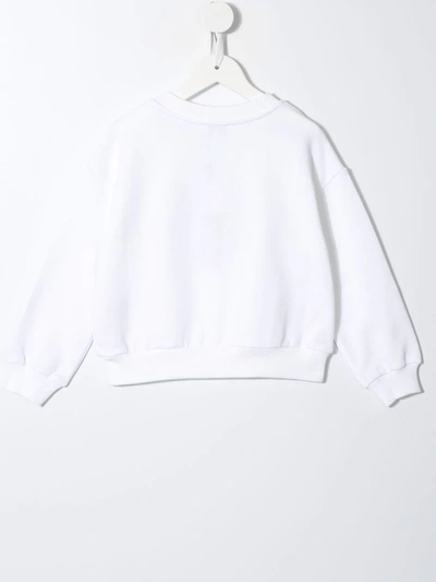 Shop Dolce & Gabbana Floral-logo Crew-neck Sweatshirt In White