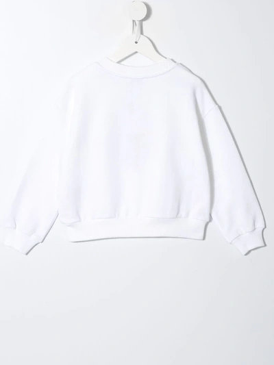 Dolce & Gabbana Crew Neck Sweatshirt In Jersey With Dg Flowers Embroidery In White