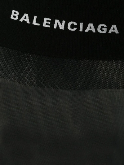 Shop Balenciaga Logo Print Tights In Black