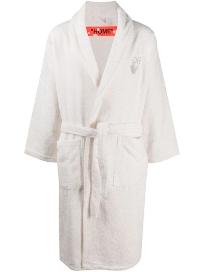 Shop Off-white Embroidered Logo Robe In White