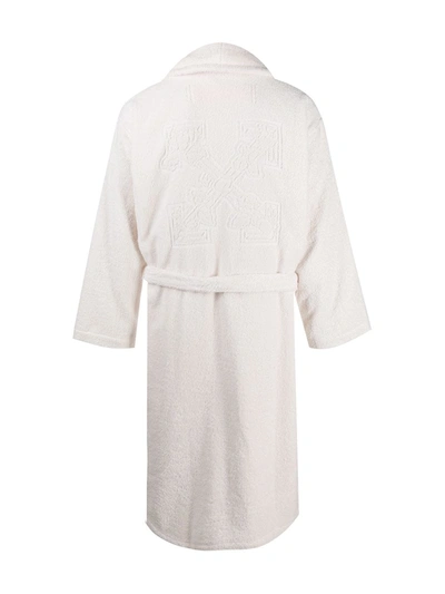 Shop Off-white Embroidered Logo Robe In White